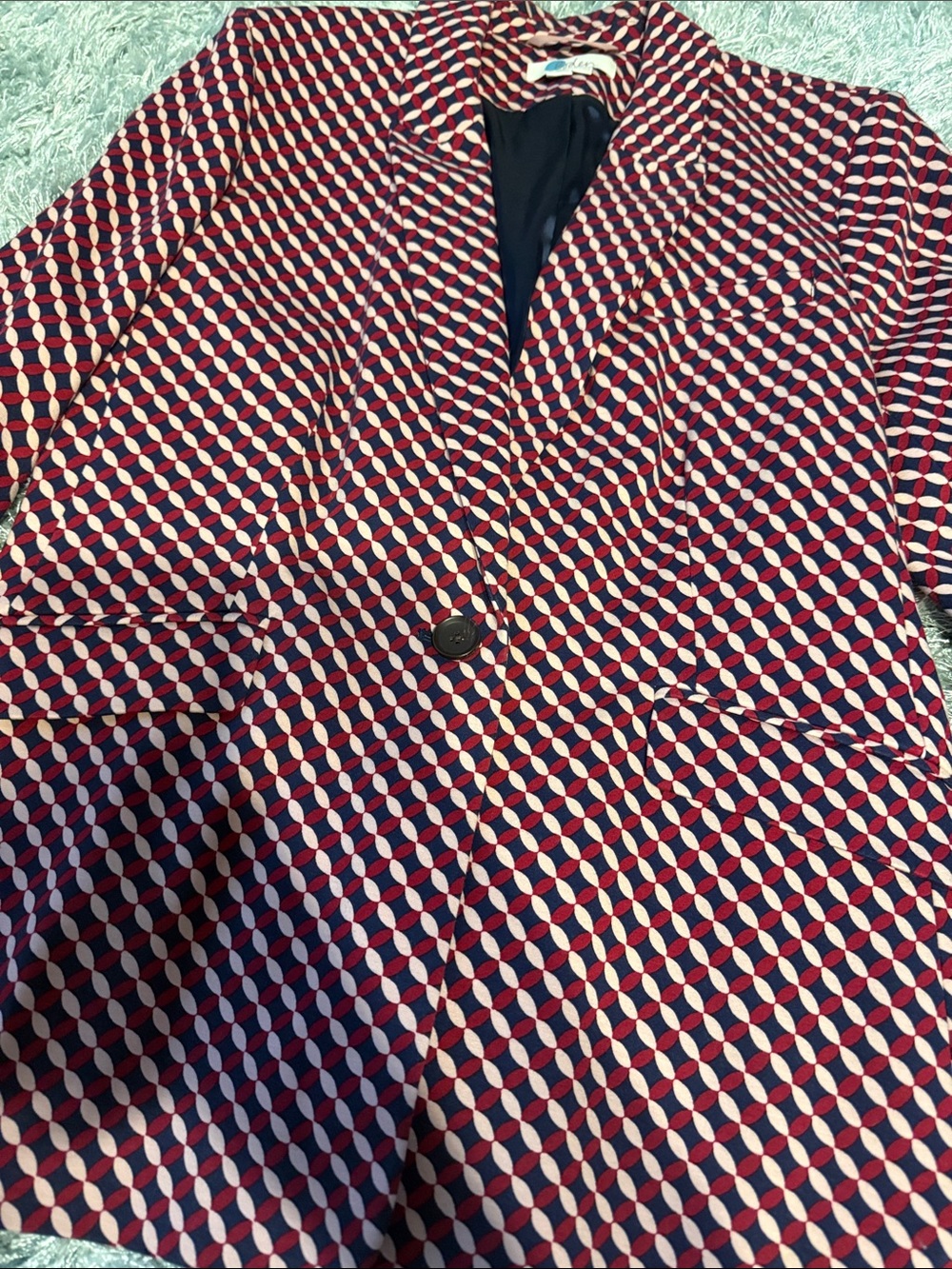 Boden Pink and Black Geometric Single-Button Blazer - Picture 3 of 4